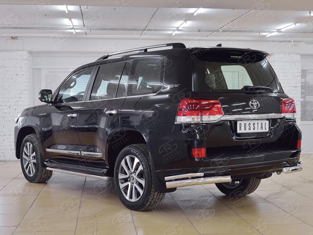 Защита заднего бампера уголки d76/42 Toyota LC 200 Executive 2016, Slitkoff TLCZ-002567