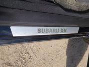 Накладки на пороги (лист шлифованный надпись Subaru XV) 4шт для автомобиля Subaru XV 2012-2017