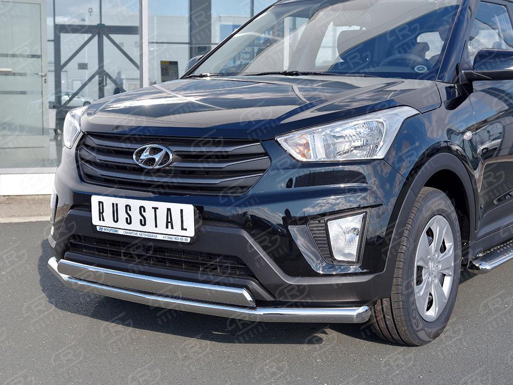 Защита переднего бампера d57/75х42 для Hyundai Creta 2016, Slitkoff HCRZ-002419