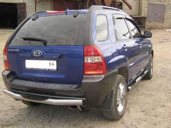 Защита заднего бампера d76 с проступями Kia Sportage New (2008-2010) , Slitkoff, арт. KSN009