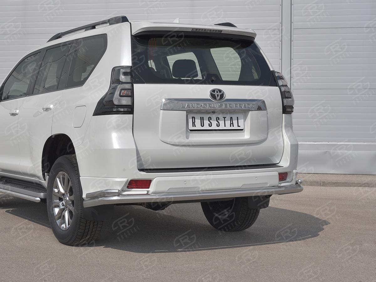 Защита заднего бампера d57 секции d42x2 уголки для автомобиля Toyota Land Cruiser Prado 150 Style 2019, Slitkoff LCPZ-003303