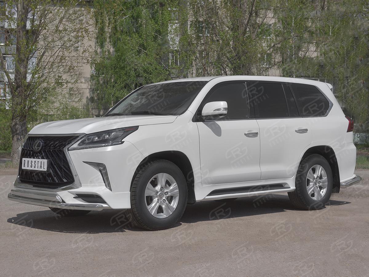Защита переднего бампера d57 секция 75х42 дуга для автомобиля LEXUS LX450d-LX570 2015- (В обвесе TRD Superior), Slitkoff LLX4SZ-003233