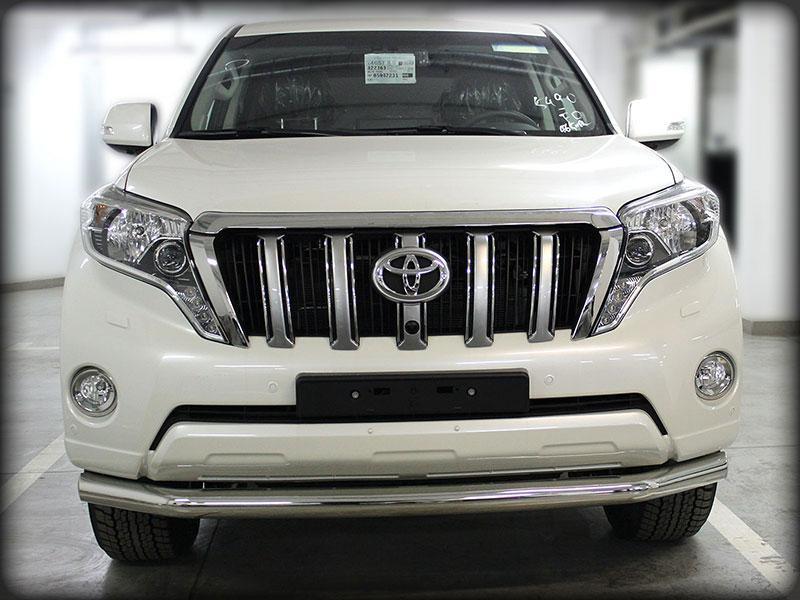 Дуга передняя по низу бампера радиусная одинарная d-76 с подгибами (длинная) для Toyota Land Cruiser 150 Prado 2013, Технотек LCPR13_1.3