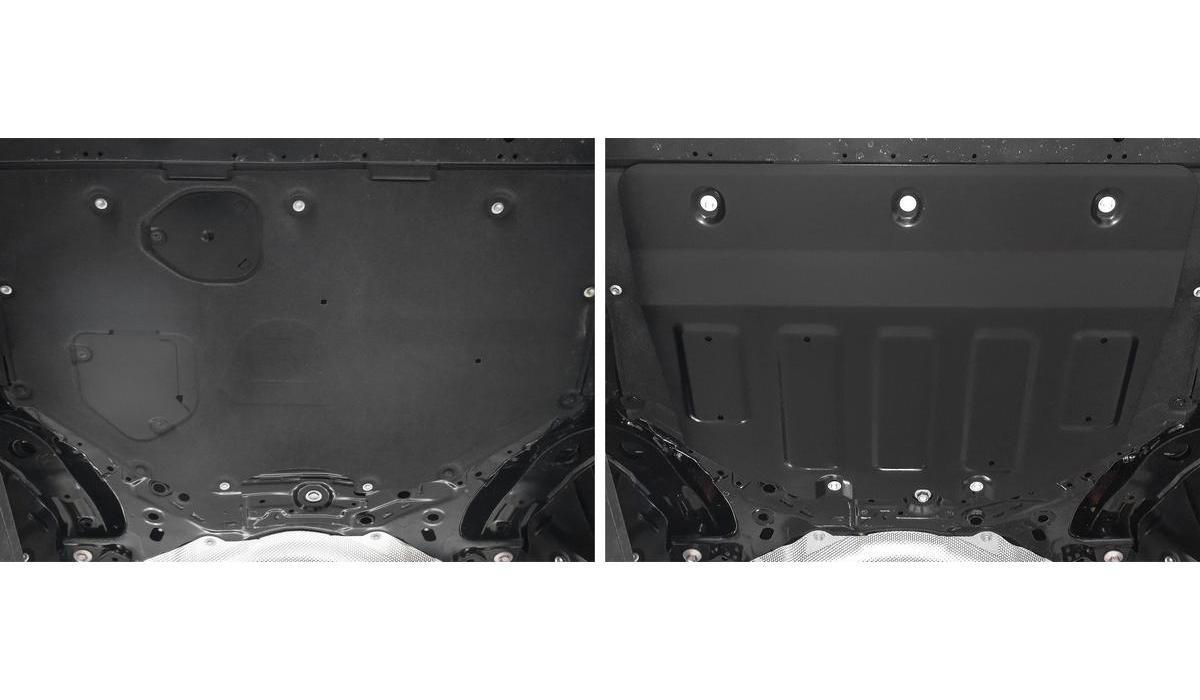 Защита картера и КПП Rival для Mazda 3 BP АКПП 2019-2020, сталь 1.8 мм, с крепежом, штампованная, 111.3827.1