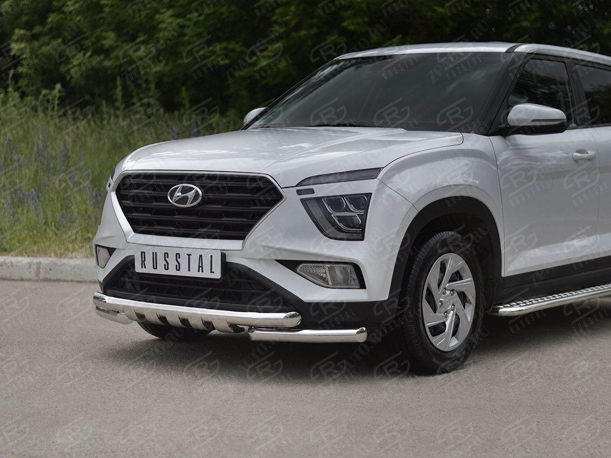HYUNDAI CRETA 2021- Защита переднего бампера d57 секции-d57 уголки+клыки HCRZ-003820