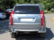 Защита заднего бампера уголки двойные d76+43 на Mitsubishi Pajero Sport 2016, Технотек MPS16_3