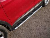 Пороги алюминиевые с пластиковой накладкой (карбон серебро)1820 мм для автомобиля Hyundai Santa Fe Premium (DM) 2015-2018 TCC Тюнинг арт. HYUNSF4WD15-20SL