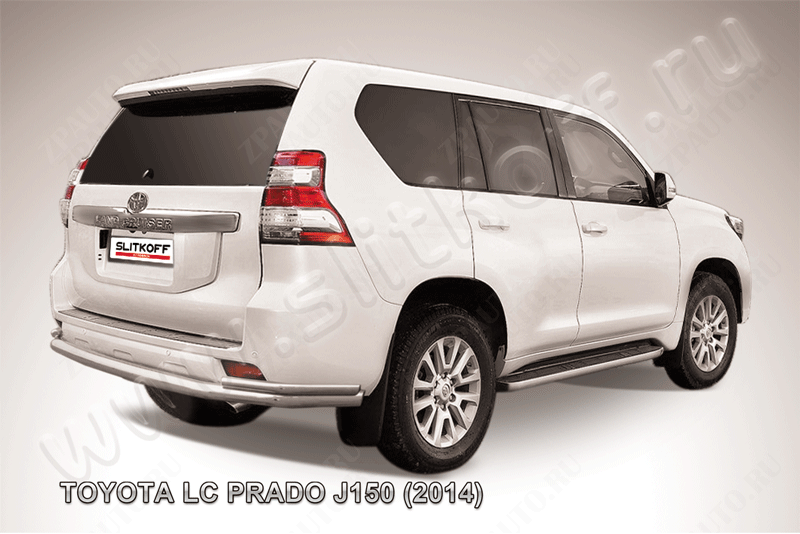 Защита заднего бампера d76+d42 двойная Toyota Land Cruiser Prado J150 (2013-2017) , Slitkoff, арт. TOP14-011
