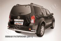 Защита заднего бампера d76+d42 двойная Nissan Pathfinder (2010-2014) Black Edition, Slitkoff, арт. NIP11-008BE