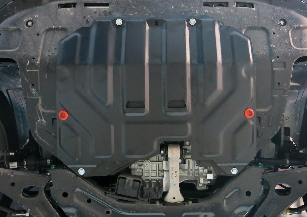 Защита картера и КПП АвтоБроня для Kia Sportage III (V - все) 2010-2016, штампованная, сталь 1.8 мм, с крепежом, 111.02352.1