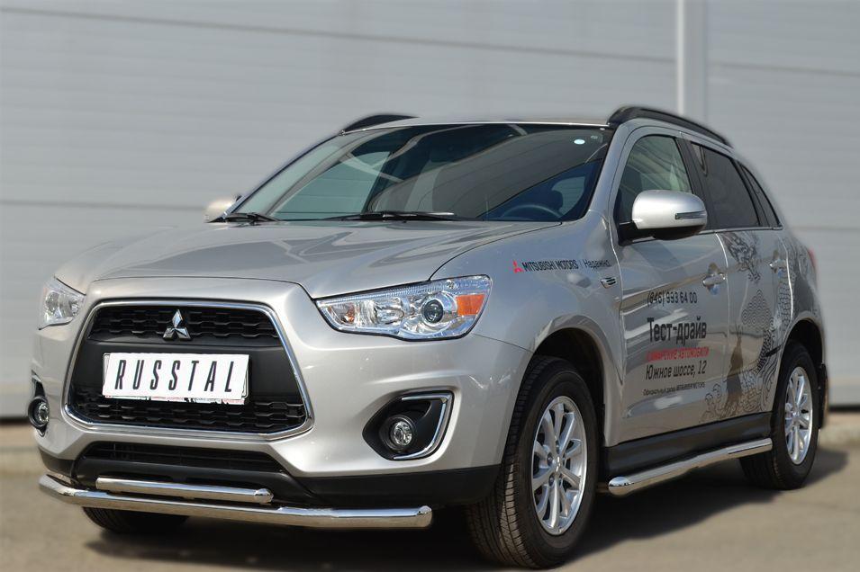 Защита переднего бампера d57/d42 для Mitsubishi ASX 2013, Slitkoff MASZ-001321