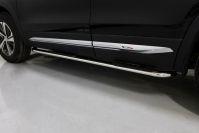 Пороги овальные гнутые с накладкой 75х42 мм для автомобиля Changan CS75 FL 2020 арт. CHANCS7520-14