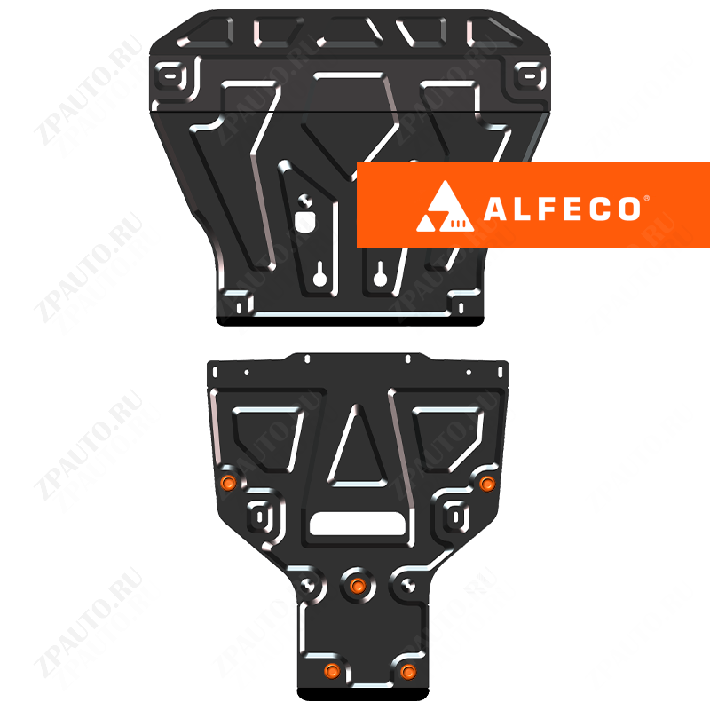 Защита  картера (2 части) Volkswagen Touareg (CR) 2018- V-all , ALFeco, сталь 2мм, арт. ALF3041st-2