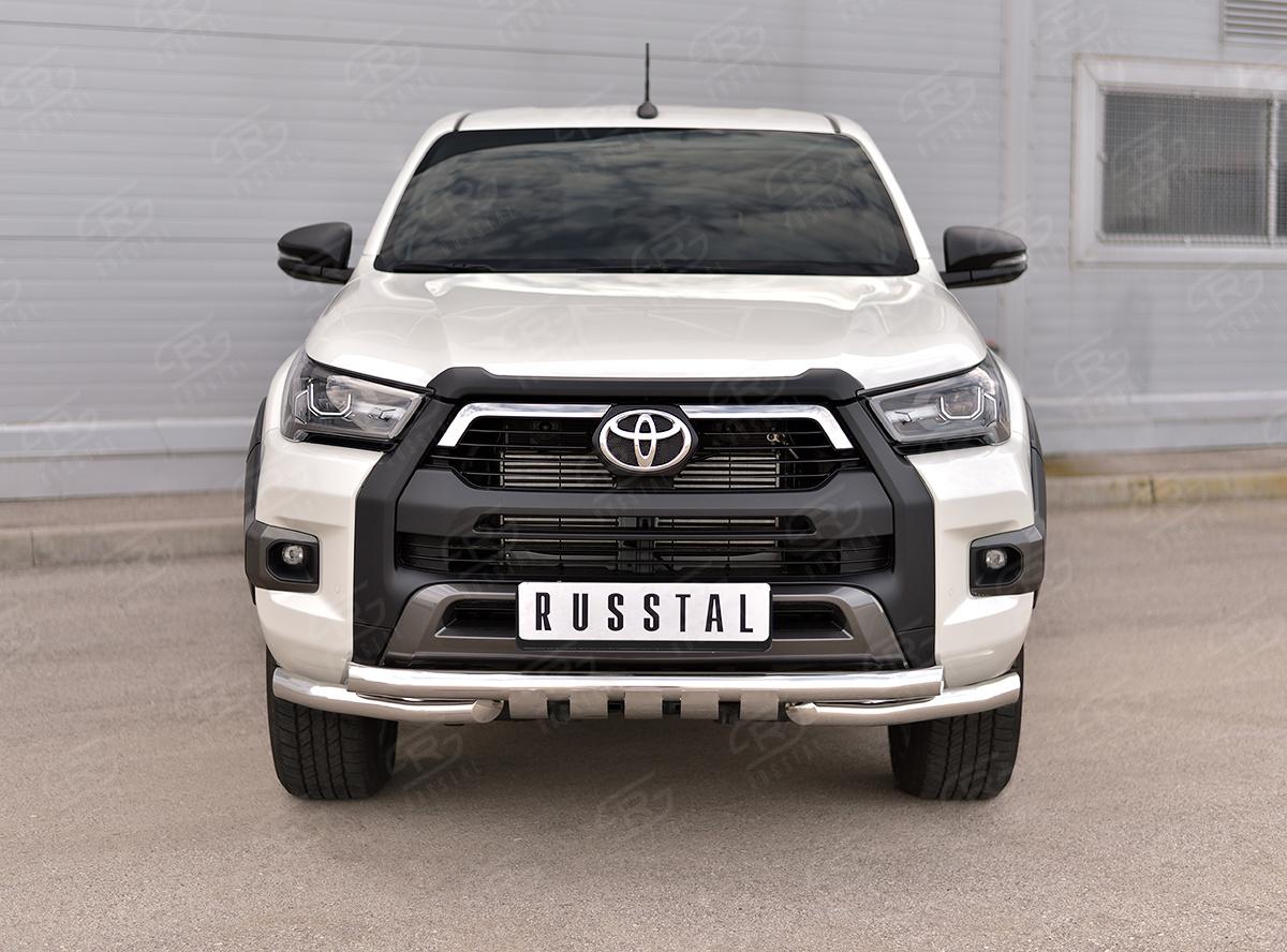 TOYOTA HILUX BLACK ONYX 2020- Защита переднего бампера d57 секции-d57 уголки+клыки THBOZ-003511