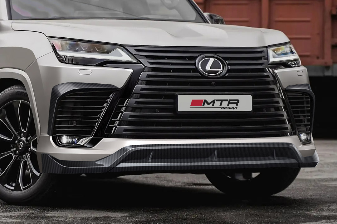 Комплект накладок переднего бампера для Lexus LX 500d / LX 600 (карбон) 2022, MTR, арт. MTR-J310-22002C