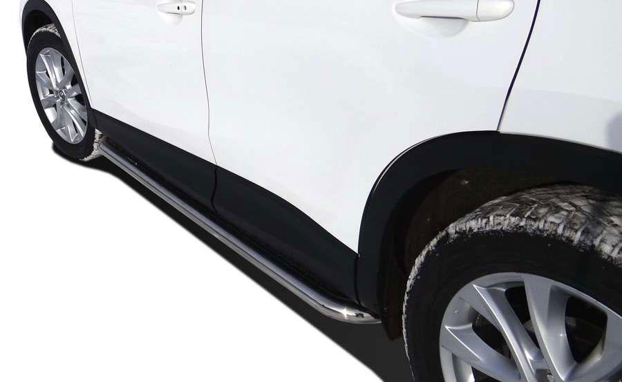 Пороги с накладным листом d53 для Mazda CX-5 2011, MCX5.13.41, Россия