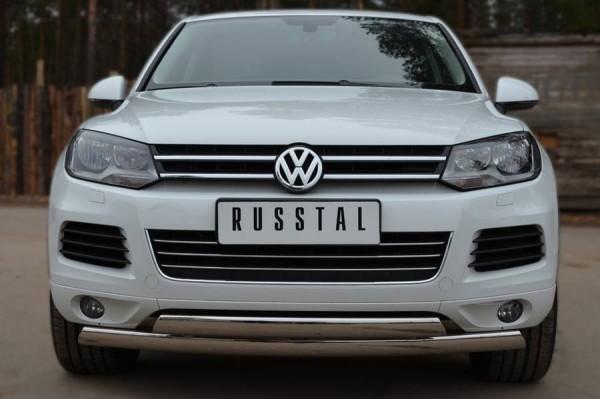 Защита переднего бампера d75x42 овал для Volkswagen Touareg 2010, Slitkoff VTZ-001069