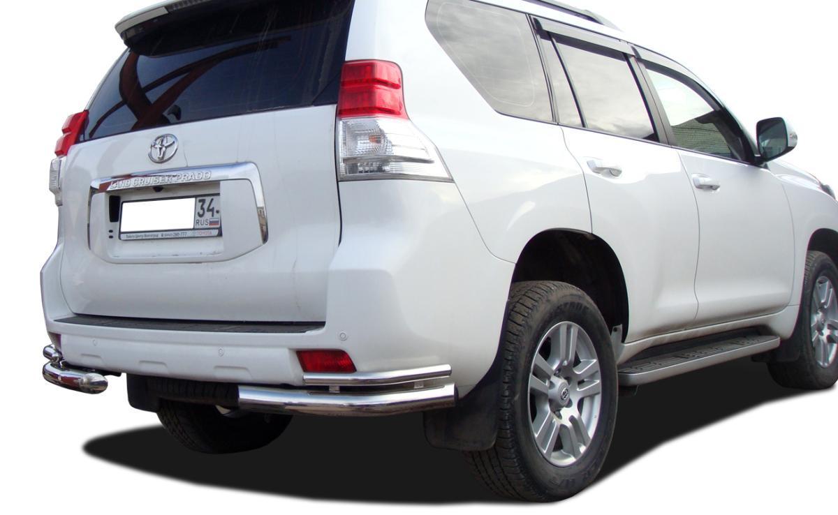 Защита заднего бампера угловая двойная d76/42 для Toyota Land Cruiser Prado 150, TLCP150.10.20, Россия