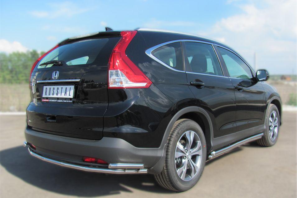 Защита заднего бампера d42/42 уголки для Honda CR-V 2013, Slitkoff HVZ-001344