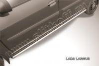 Защита порогов d42 труба Lada Largus (2012-2021) Black Edition, Slitkoff, арт. LadLar002BE