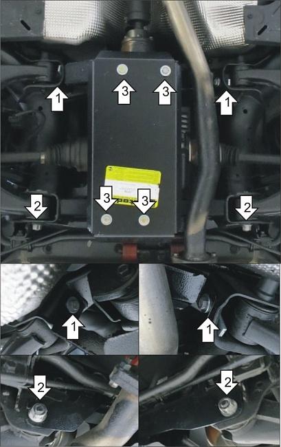 Защита задн. дифф. стальная Motodor для Haval H8 2015- (3 мм, сталь), 13112