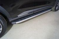 Пороги алюминиевые с пластиковой накладкой (карбон серебро) 1720 мм для автомобиля HAVAL F7X (2.0L 4WD) 2022-,TCC Тюнинг ,арт. HAVF7X22-23SL