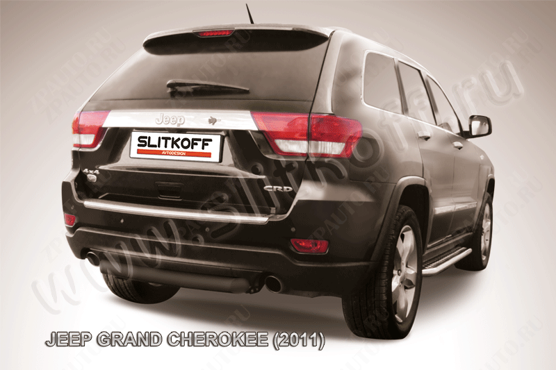 Защита заднего бампера d76 короткая черная Jeep Grand Cherokee (2010-2013) , Slitkoff, арт. JGCH011B