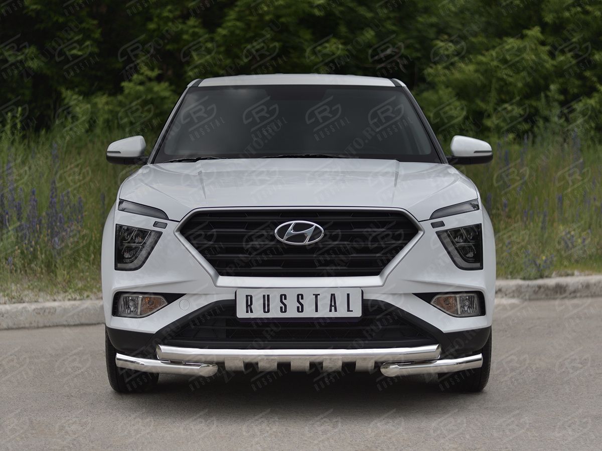 HYUNDAI CRETA 2021- Защита переднего бампера d57 секции-d57 уголки+клыки HCRZ-003820