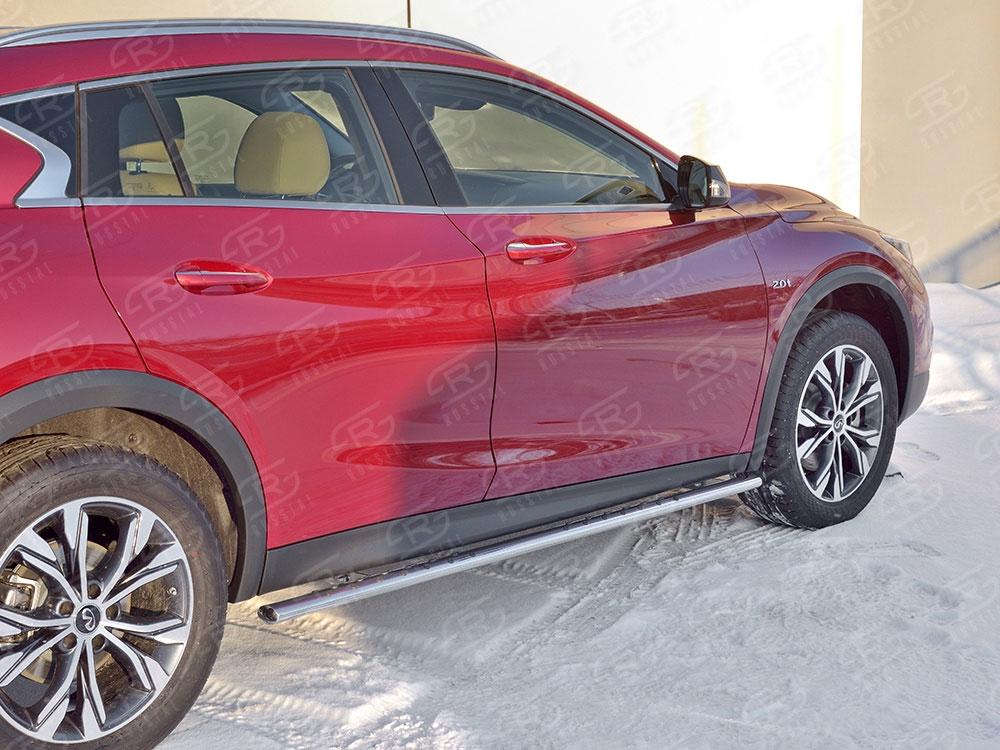 Пороги труба d75х42 овал с проступью Infiniti QX30 2016, Slitkoff IQX3O-002501