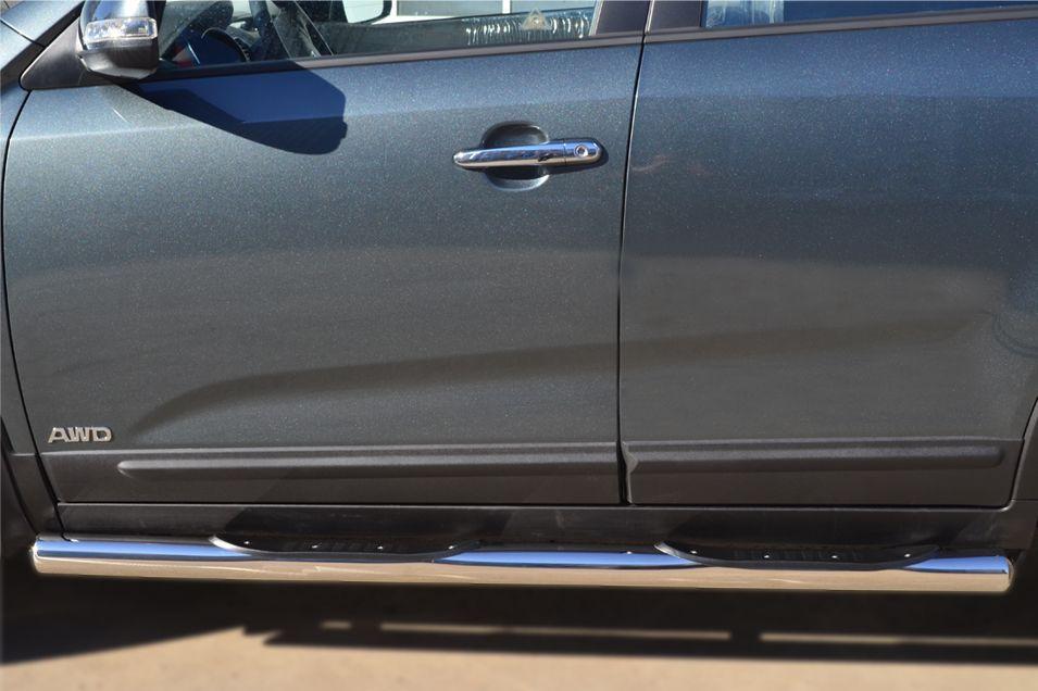 Пороги труба d76 с накладками вариант 3 для KIA Sorento 2013, Slitkoff KIT-0012693