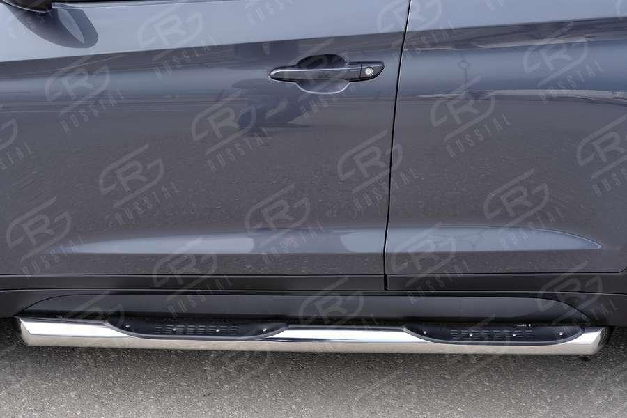 Пороги труба d76 с накладкой вариант 1 Hyundai Tucson 2015, Slitkoff HTT-0022341