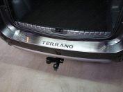 Накладка на задний бампер (лист шлифованный надпись TERRANO) для автомобиля Nissan Terrano 2014-