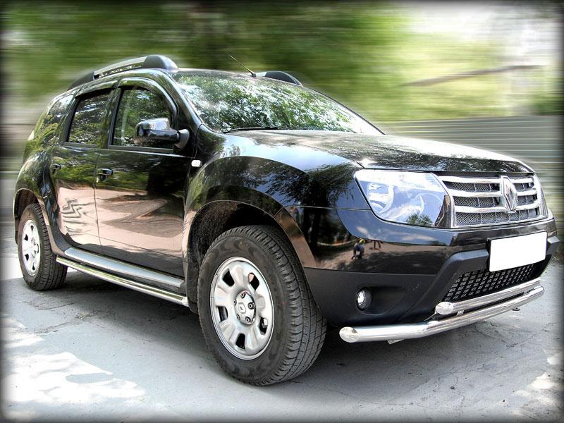Пороги (обвод штатного порога по форме короба) d-60 для Renault Duster 4x4, Технотек RD_2.1
