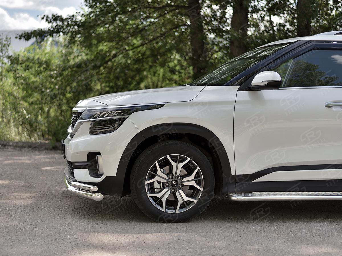 Защита переднего бампера d57 секции-d42 уголки KSLZ-003415 для автомобиля Kia Seltos 2019-, Slitkoff