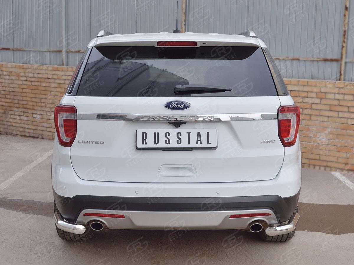 Защита заднего бампера уголки d57 для Ford Explorer 2015, Slitkoff FEZ-002666