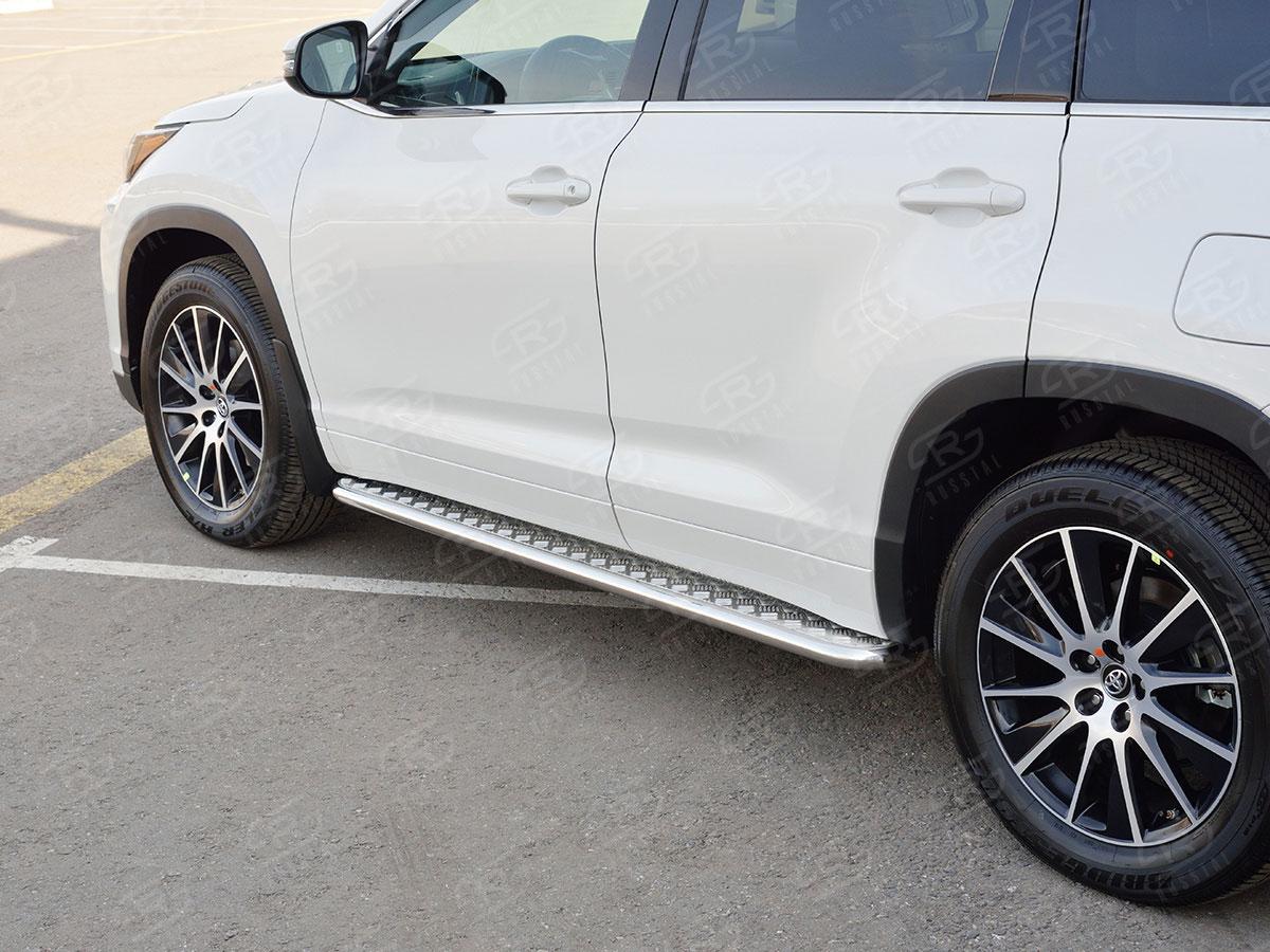 Пороги труба d42 с листом вариант 1 на Toyota Highlander 2016, Slitkoff THRL-0026211