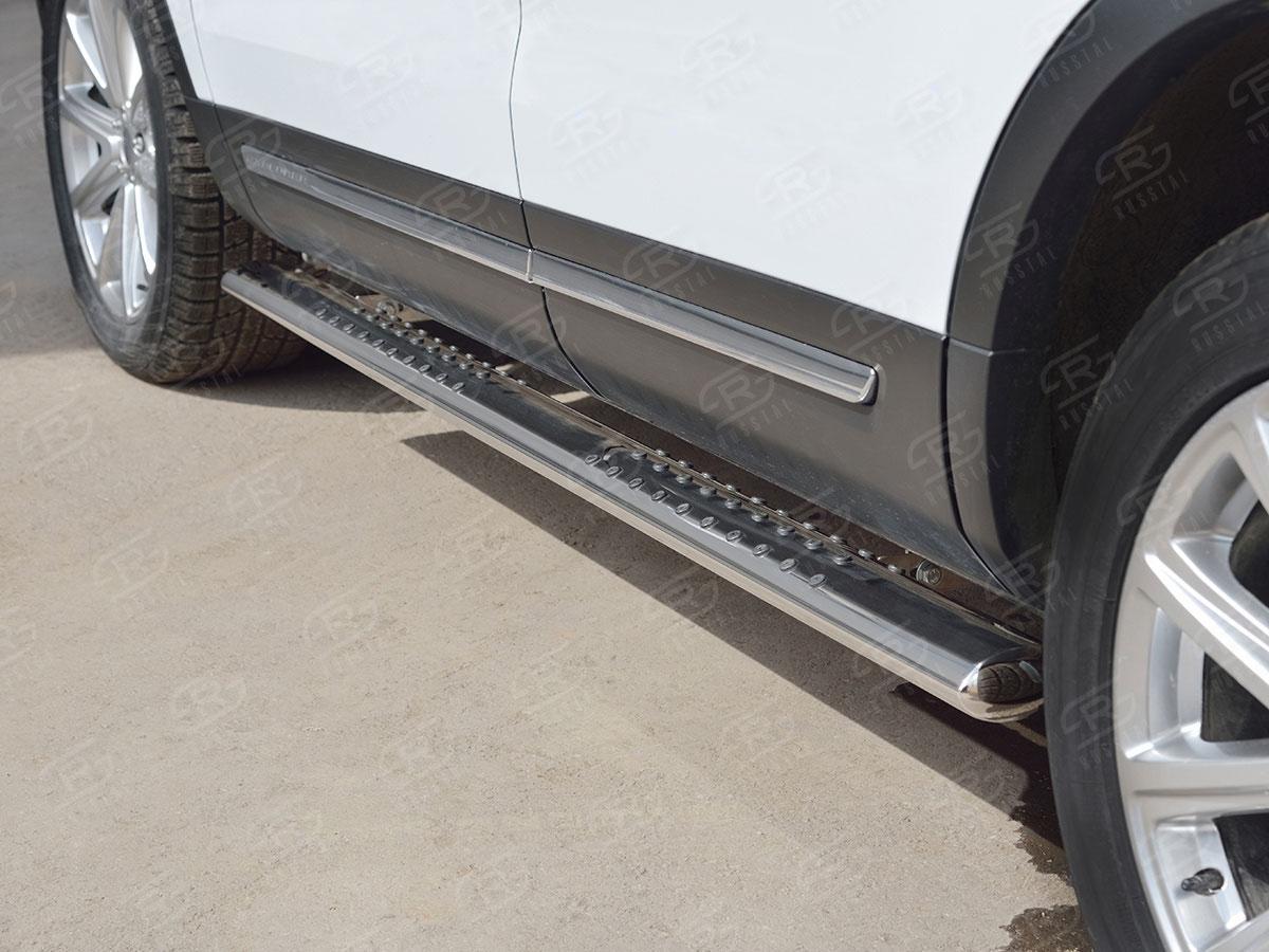 Пороги труба 120х60 овал с проступью для Ford Explorer 2015, Slitkoff FEO-002662