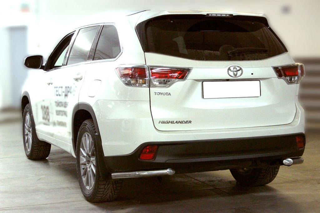 Защита заднего бампера уголки одинарные d60 на Toyota Highlander 2016 (Тойота Хайлендер 2016), Технотек HYG2017_3