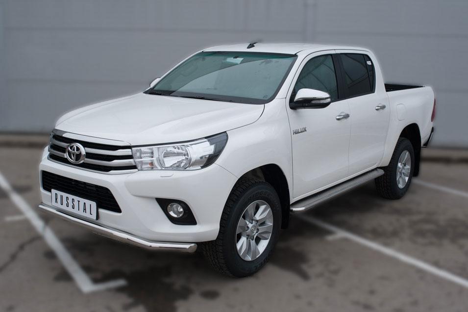 Пороги труба d42 с листом вариант 3 для Toyota Hilux 2015, Slitkoff THL-0021493