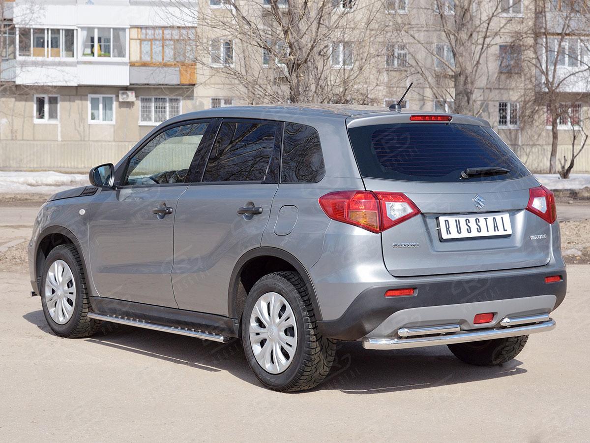 Защита заднего бампера d57/42х2 прямая Suzuki Vitara 2015, Slitkoff SVZ-002648