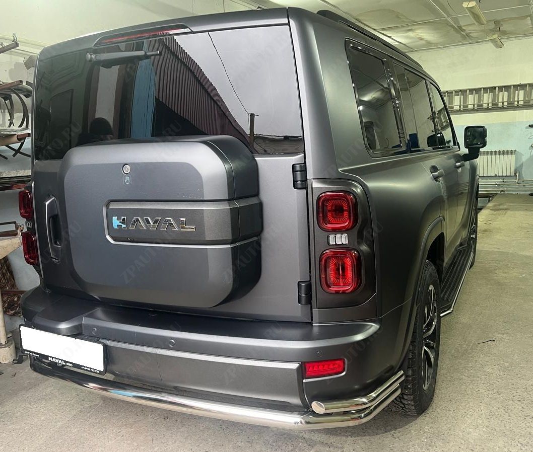 Защита заднего бампера угловая большая двойная для автомобиля Haval H9 2024- арт. HVH9.24.22