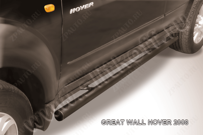 Защита порогов d57 труба черная Great Wall Hover (2005-2010) , Slitkoff, арт. GWHN009B