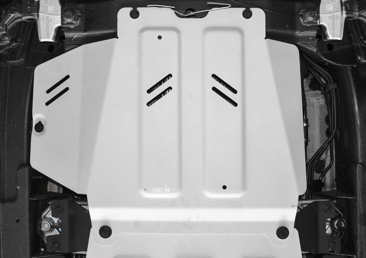 Защита КПП Rival для Mercedes-Benz G-klasse W464 2018-н.в., штампованная, алюминий 6 мм, с крепежом, 2333.3948.1.6