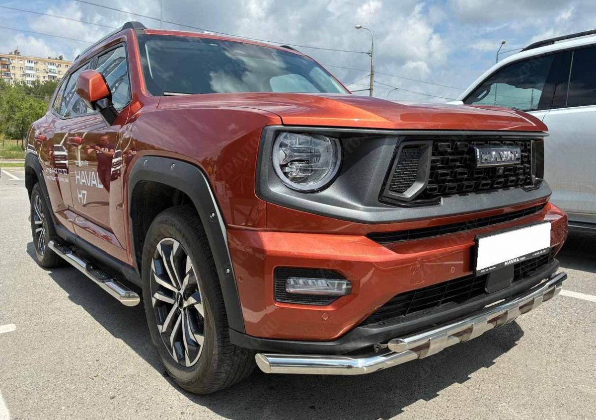 Защита передего бампера двойная с перемычками  для автомобиля Haval H7 2025 арт. HVH7.25.75