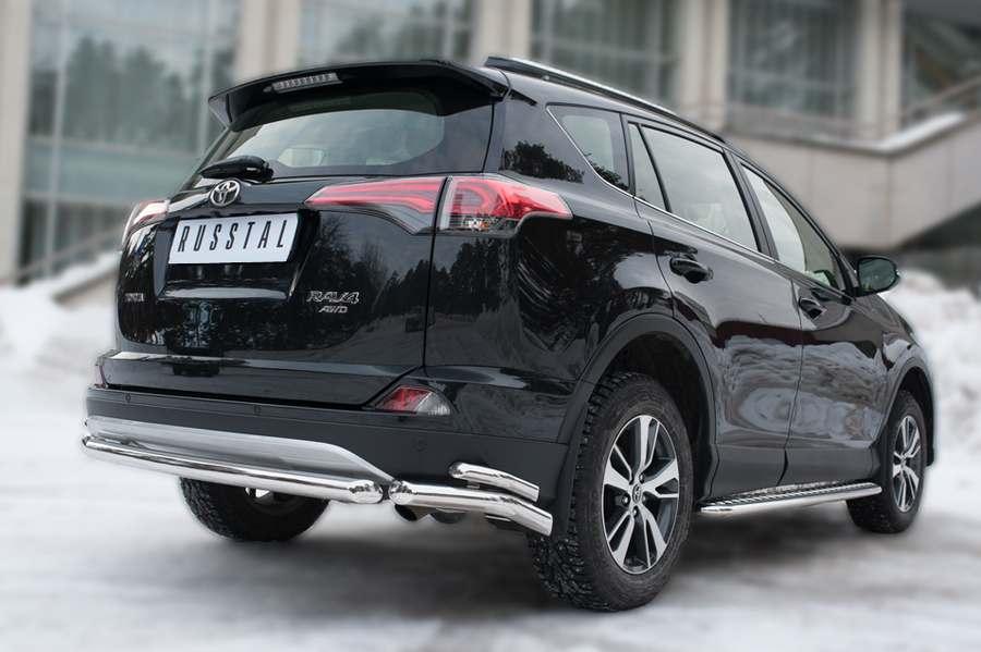 Защита заднего бампера уголки d57/42 на Toyota RAV4 2015, Slitkoff TR4Z-002204