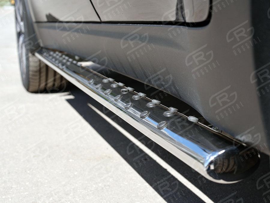 Пороги труба d75х42 овал с проступью Kia Sportage 2016, Slitkoff KSO-002290