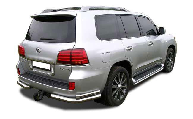 Защита заднего бампера угловая d76/53 для Lexus LX 570, LLX.570.07.20, Россия