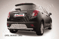 Защита заднего бампера d57+d42 двойная радиусная Opel Mokka (2012-2016) Black Edition, Slitkoff, арт. OPMOK13-010BE