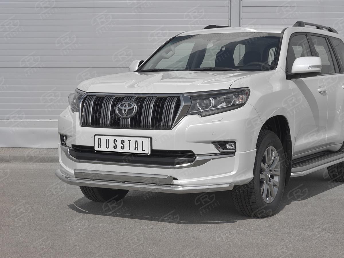 Защита переднего бампера d57 секции-d75х42 дуга для автомобиля Toyota Land Cruiser Prado 150 Style 2019, Slitkoff LCPZ-003297