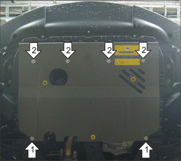 Защита двигателя, кпп стальная Motodor для Fiat Sedici 2006-2013 (2 мм, сталь), 00619